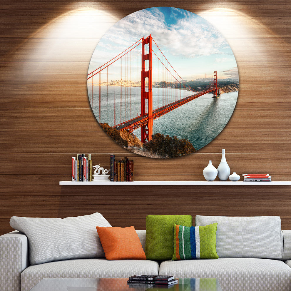 Golden Gate Bridge In San Francisco, Sea Bridge Round Wall Art, 23"