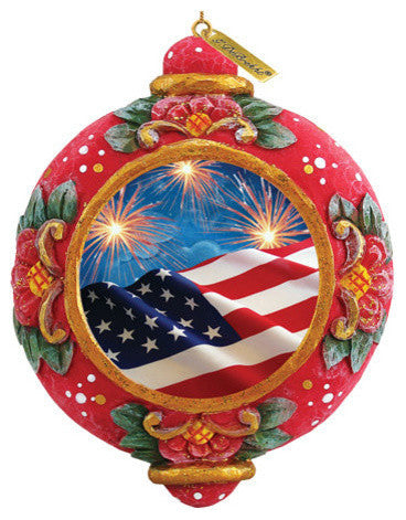 Hand Painted Scenic Ornament Patriotic Fireworks