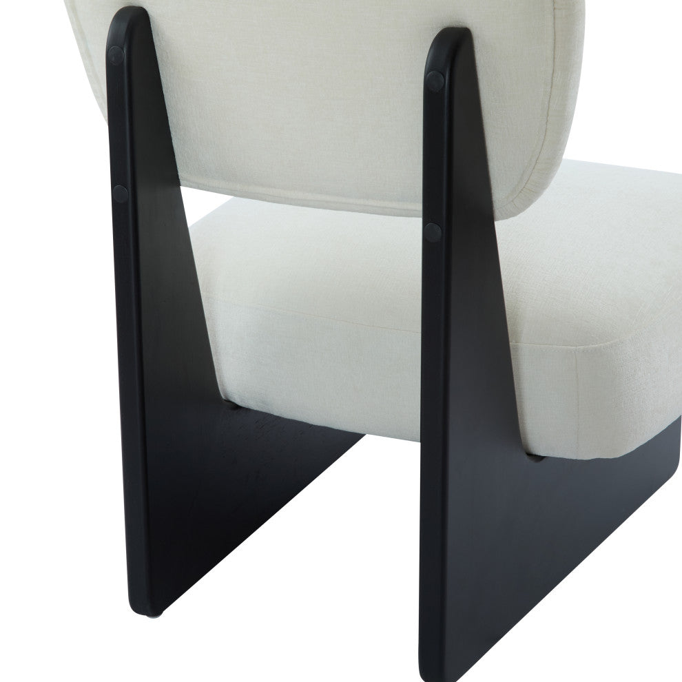GDF Studio Modern Upholstered Accent Chairs, Base, Black/White, Set of 2