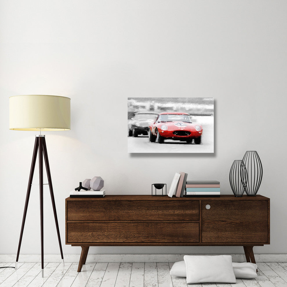 "Jaguar E-Type Racing Watercolor" Fine Art Print