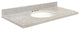 Quartz 49"x19" Vanity Top, Single Faucet Hole, White Bowl, Portage Pass, 8" Cent