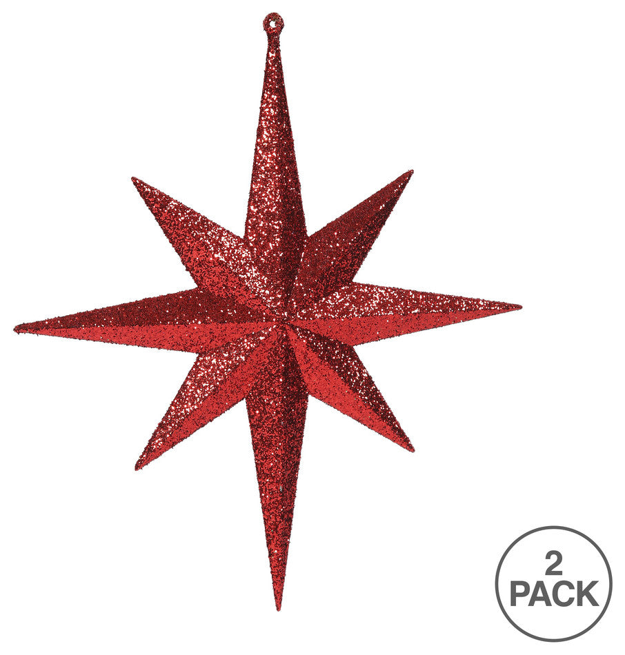 Vickerman M167403 12" Red Iridescent Glitter Star Christmas Ornament