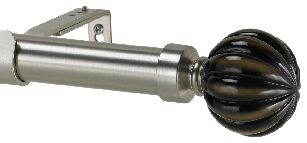 Ceramic Ball Non-Telescoping Curtain Rod, Stainless, 72''