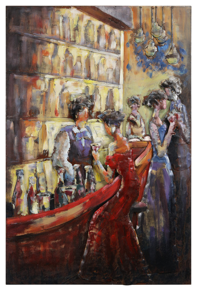 "Tavern" Primo Mixed Media Hand Painted Iron Wall Sculpture 48x32