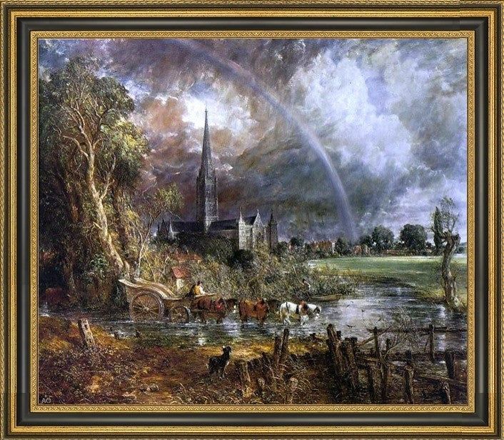 John Constable Salisbury Cathedral from the meadows Framed Canvas Print, 16"x20"