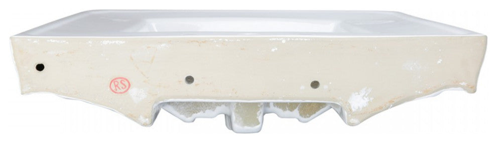 Large White Victorian Vitreous Bathroom Pedestal Sink 8 Inc Widespread Set of 2