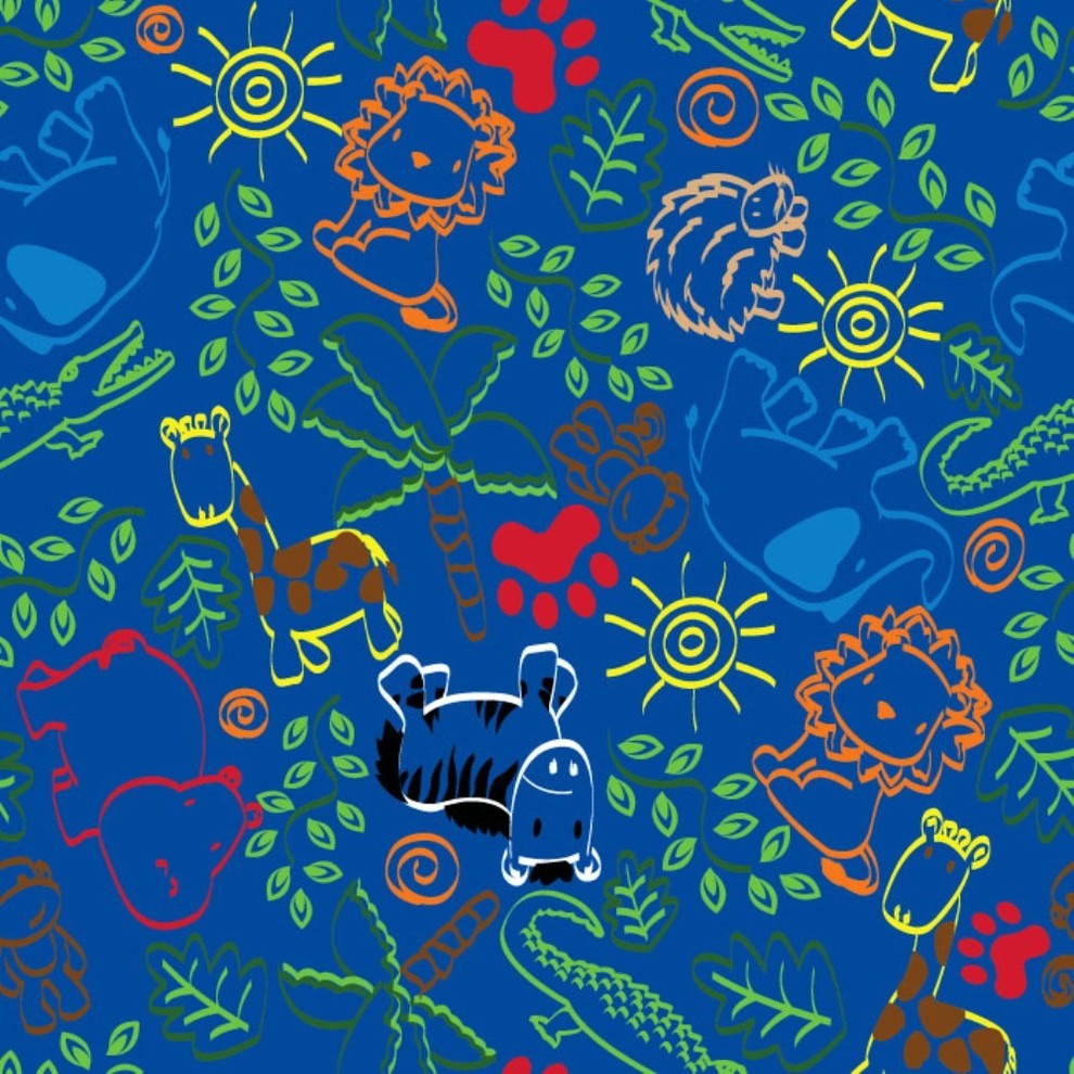 Animal Doodles Multi On Blue Rug