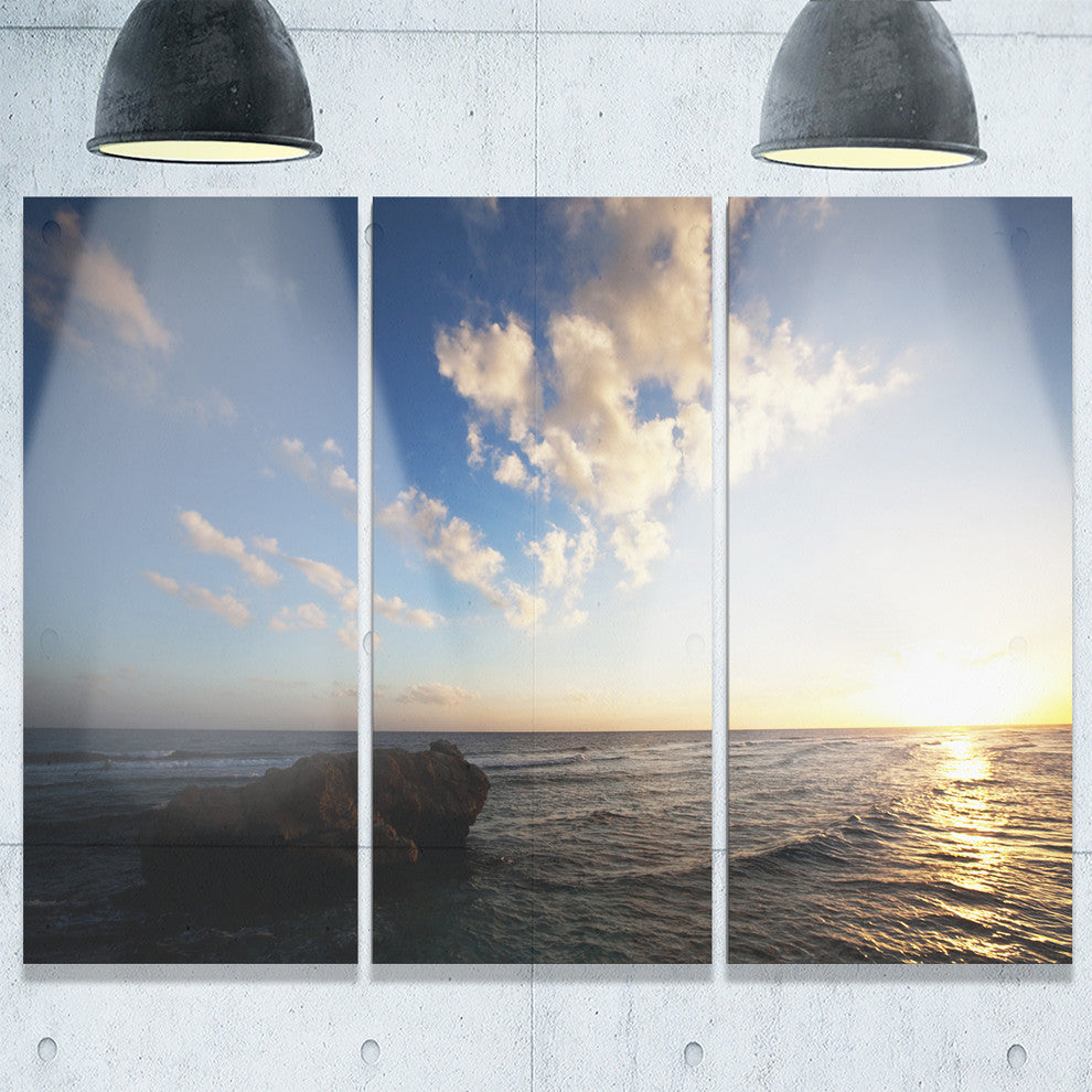 "Evening Sea after Heavy Storm" Beach Metal Wall Art, 3 Panels, 36"x28"