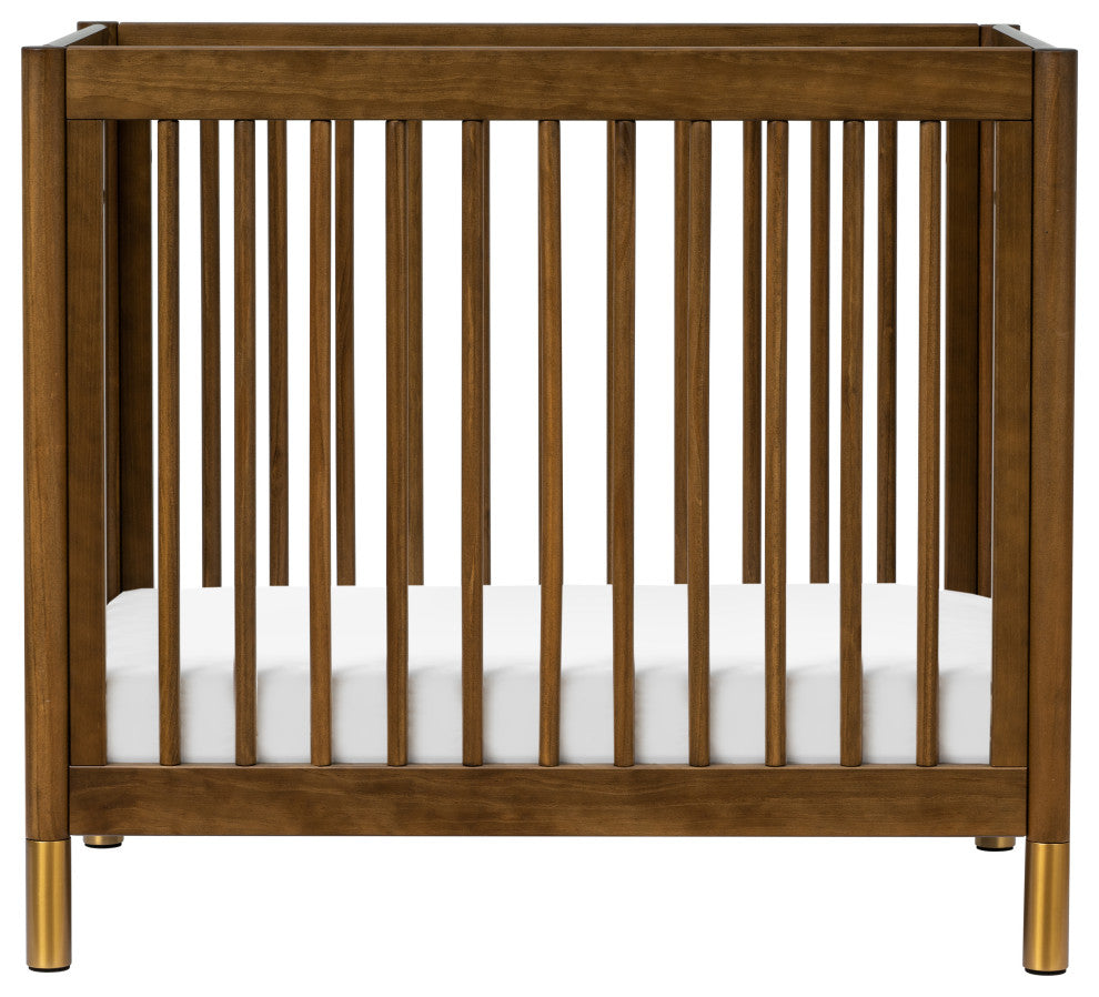 Gelato 4-in-1 Convertible Mini Crib, Natural Walnut & Gold Feet
