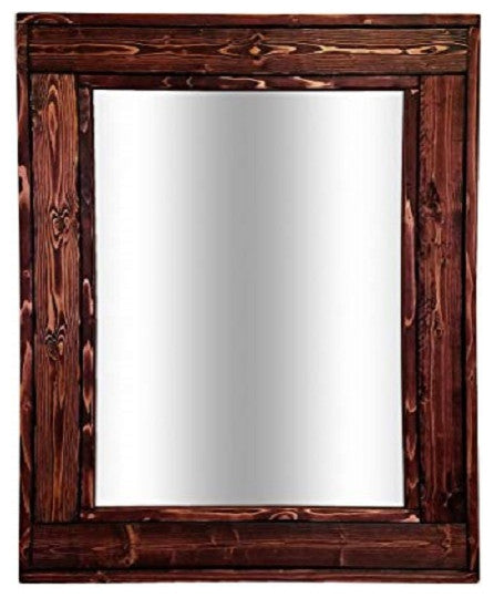 Herringbone Stained Vanity Mirror, Red Mahogany, 30"x42", Vertical