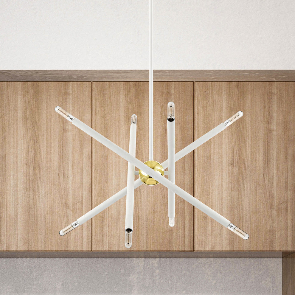 Livex Lighting Soho 8 Light White With Polished Brass Accents Chandelier