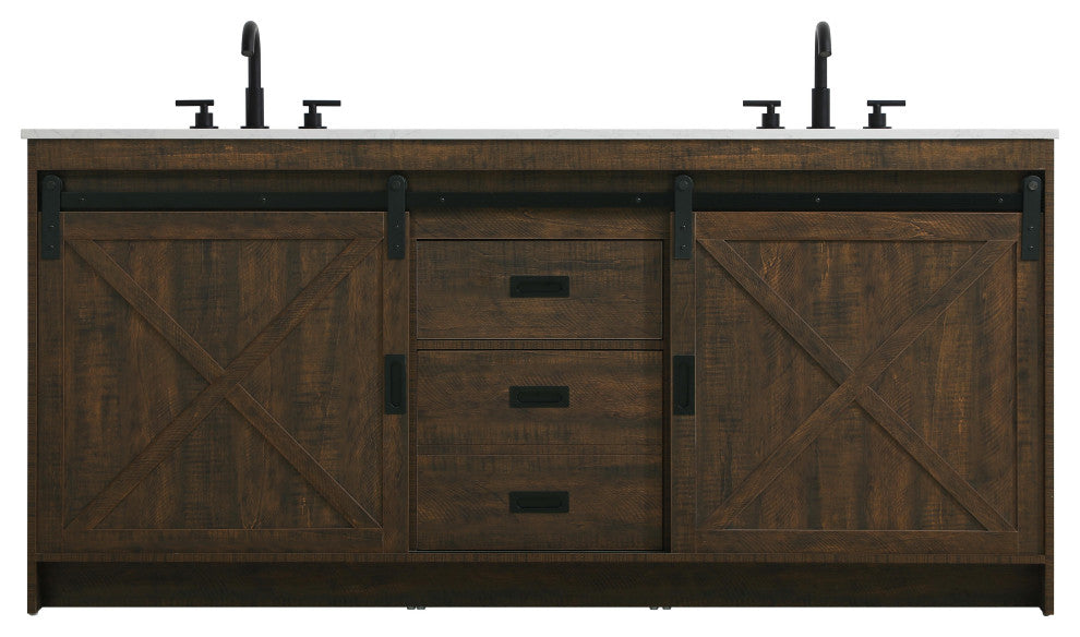 Home Living 72" Double Bathroom Vanity, Expresso