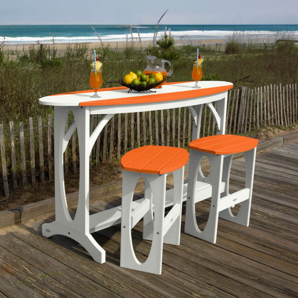 Shoreline 3-Piece Bar Height Balcony Set, White and Citrus Orange