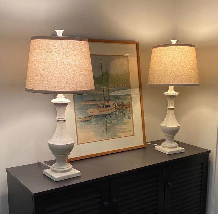 Marion Table Lamps, Set of 2, Weathered White