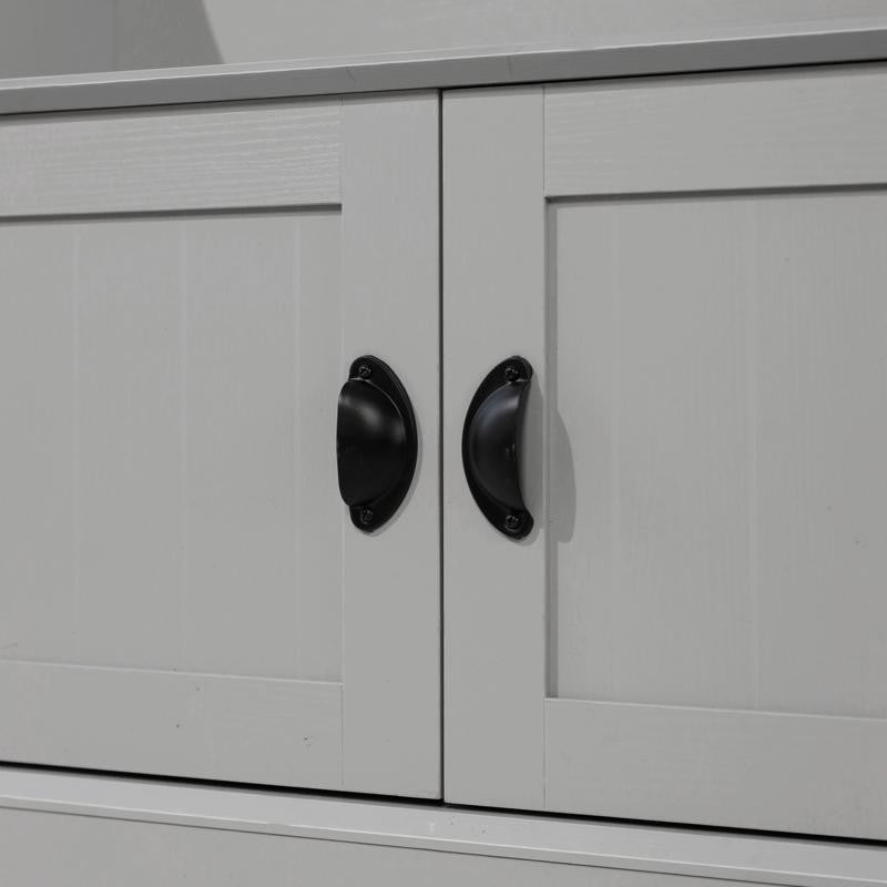 Fraser 40" Double Door Storage Bench, Coat Rack and 2 Upper Storage Cubbies, Gray