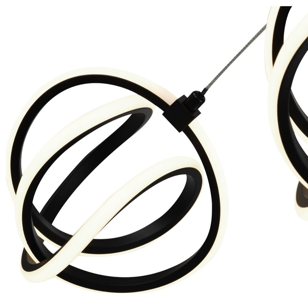 Rose 4 Light LED Chandelier Black