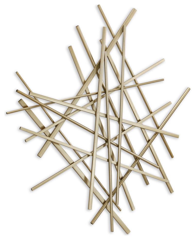 Abstract Gold Bar and Panel Wall Decor Piece