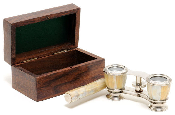 Opera Glasses W Mop In Wood Box