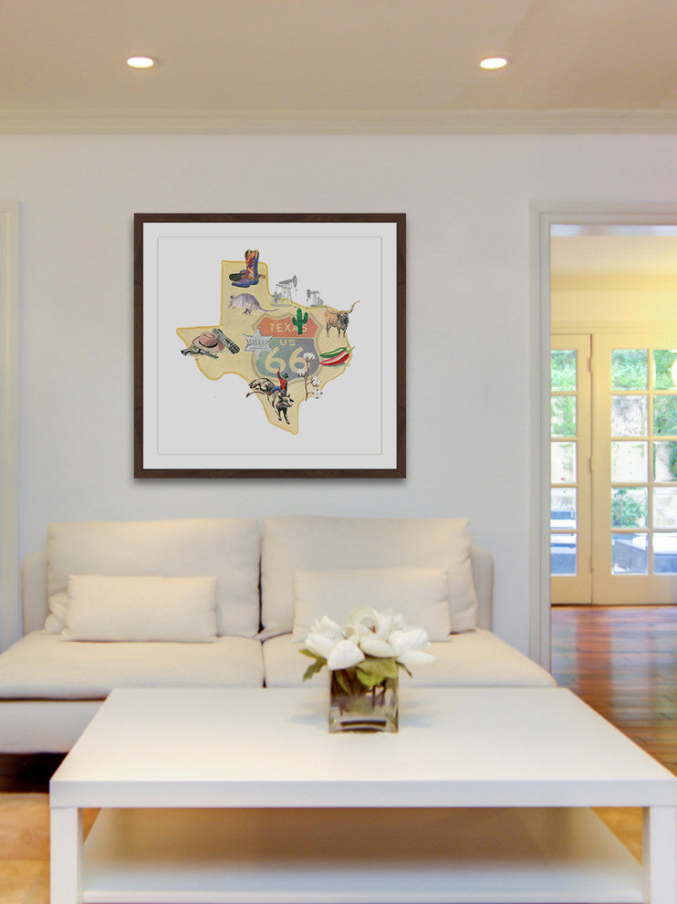 "It's All Texas 2" Framed Painting Print, 18x18