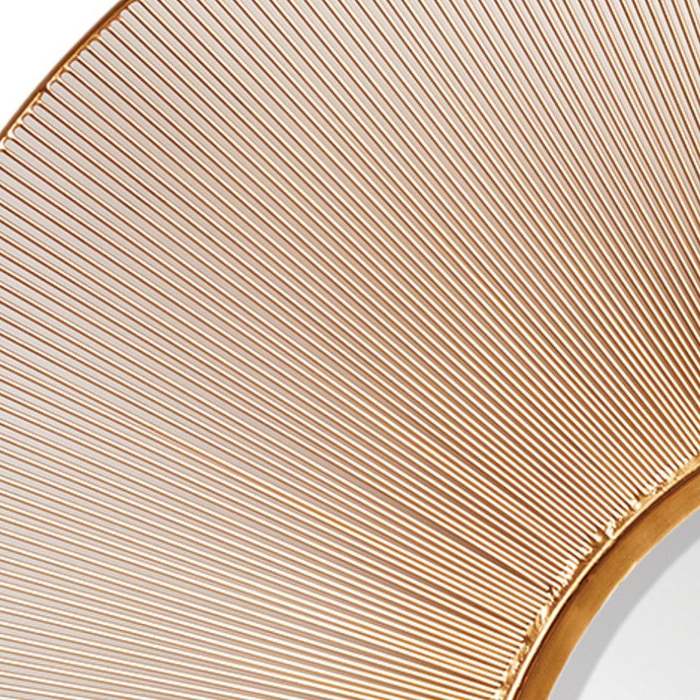 Large 40 in Wavy Gold Wire Sunburst Round Wall Mirror Contemporary Brass Finish