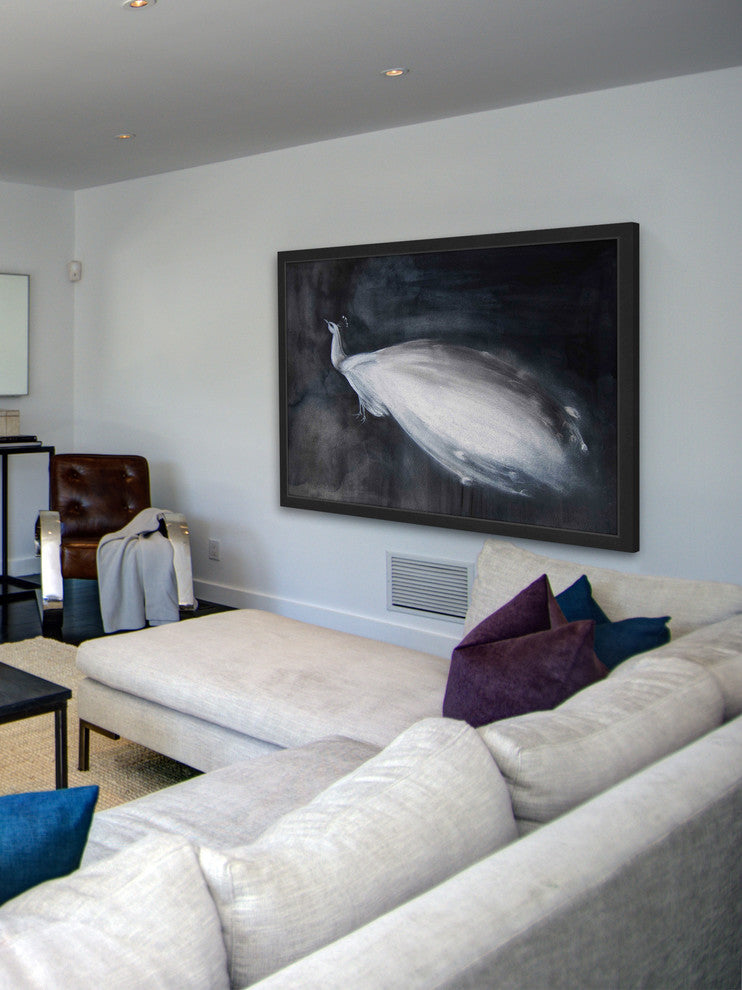 Marmont Hill, "White Peacock" by Christine Lindstrom Framed Painting, 36x24