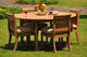 5-Piece Teak Set, 60" Round Table, 4 Giva Chairs, Sunbrella Cushion, Gingko