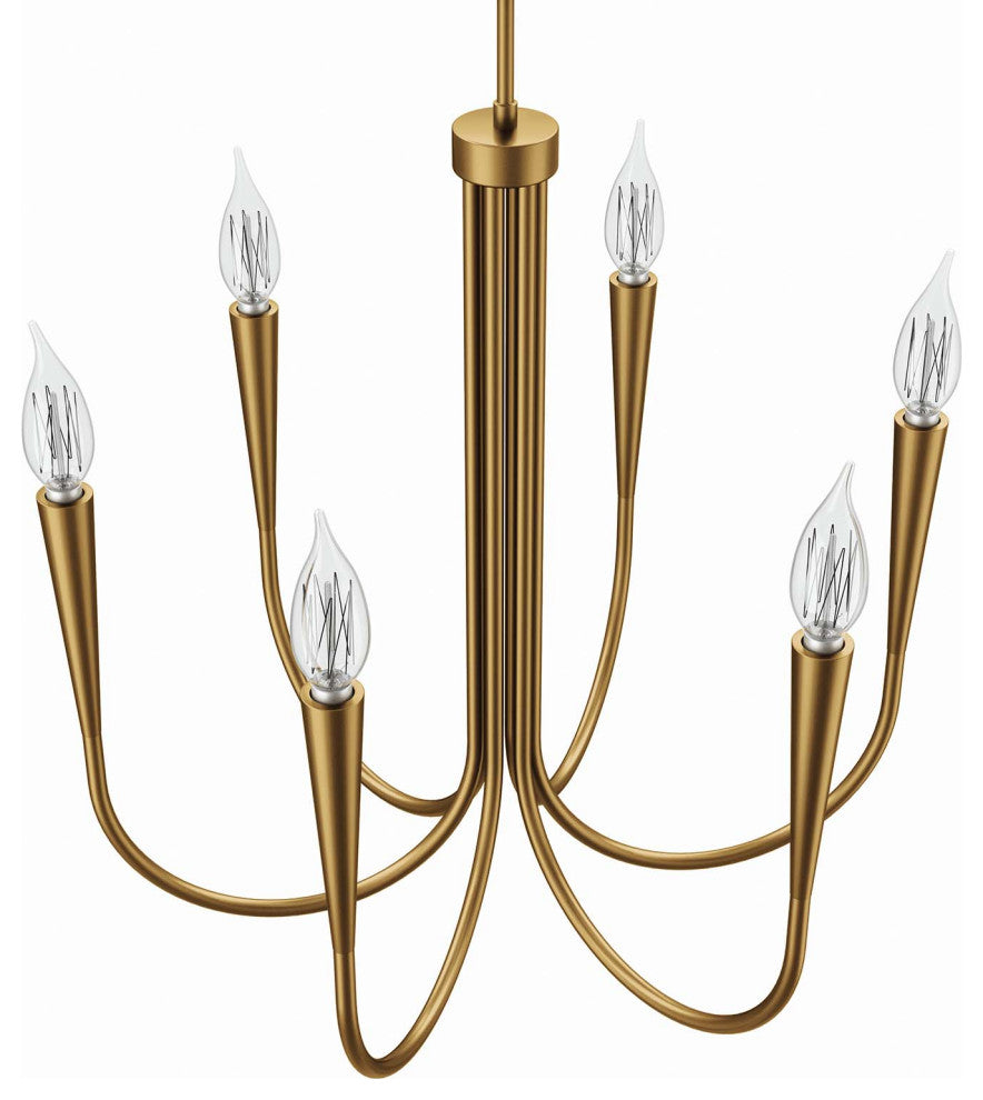 Penrose 6-Light Chandelier, Satin Brass