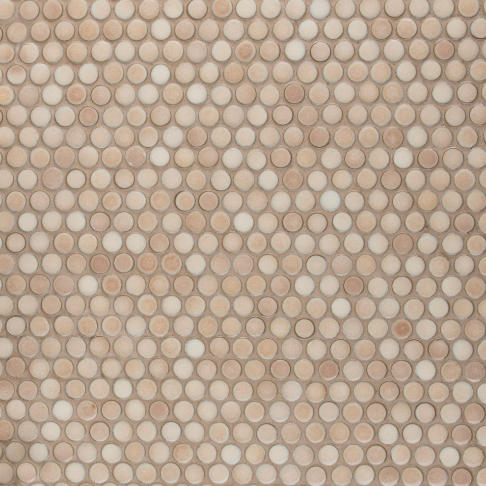 Hudson Penny Porcelain Mosaic Floor and Wall Tile, Truffle