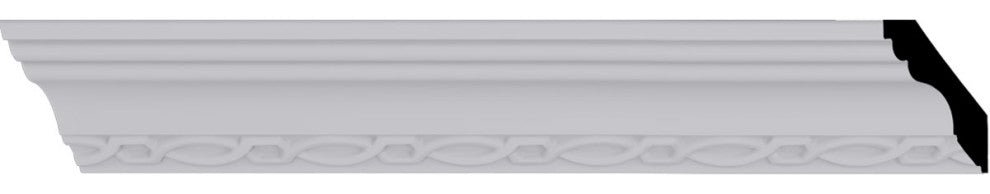 2 1/2"H x 2 3/8"P x 3 3/8"F x 94 3/8"L, (2" Repeat), Loera Crown Moulding