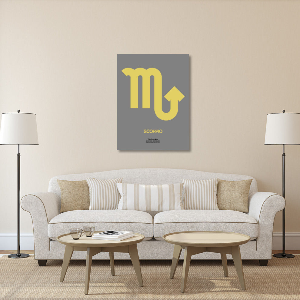 "Scorpio Zodiac Sign Yellow on Grey" Fine Art Print