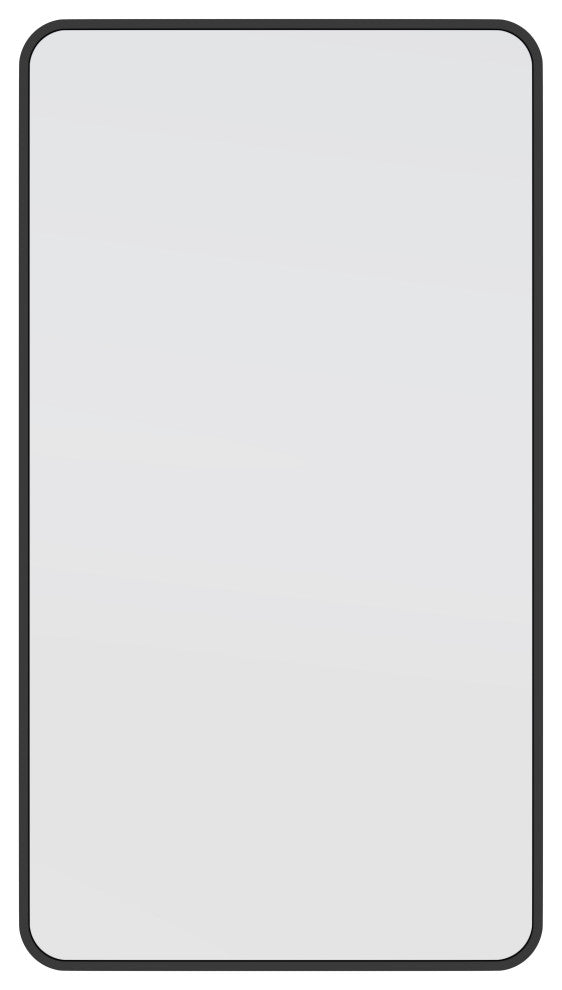 22" W X 40" H Radius Corner Stainless Steel Framed Mirror, Black