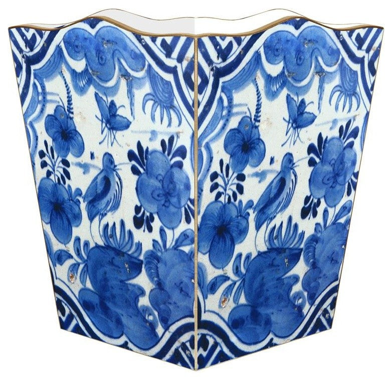 Blue Delft Bird Wastepaper Basket