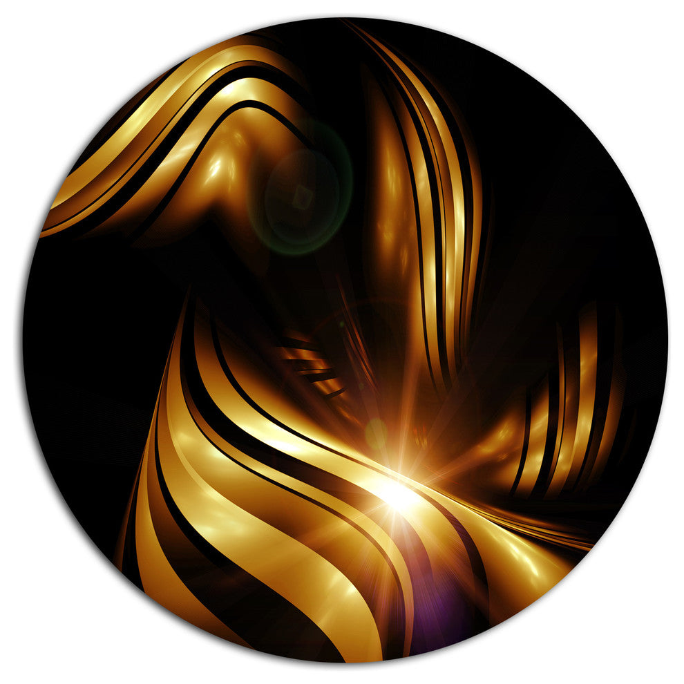 Abstract Gold Fractal Background, Abstract Disc Metal Artwork, 23"