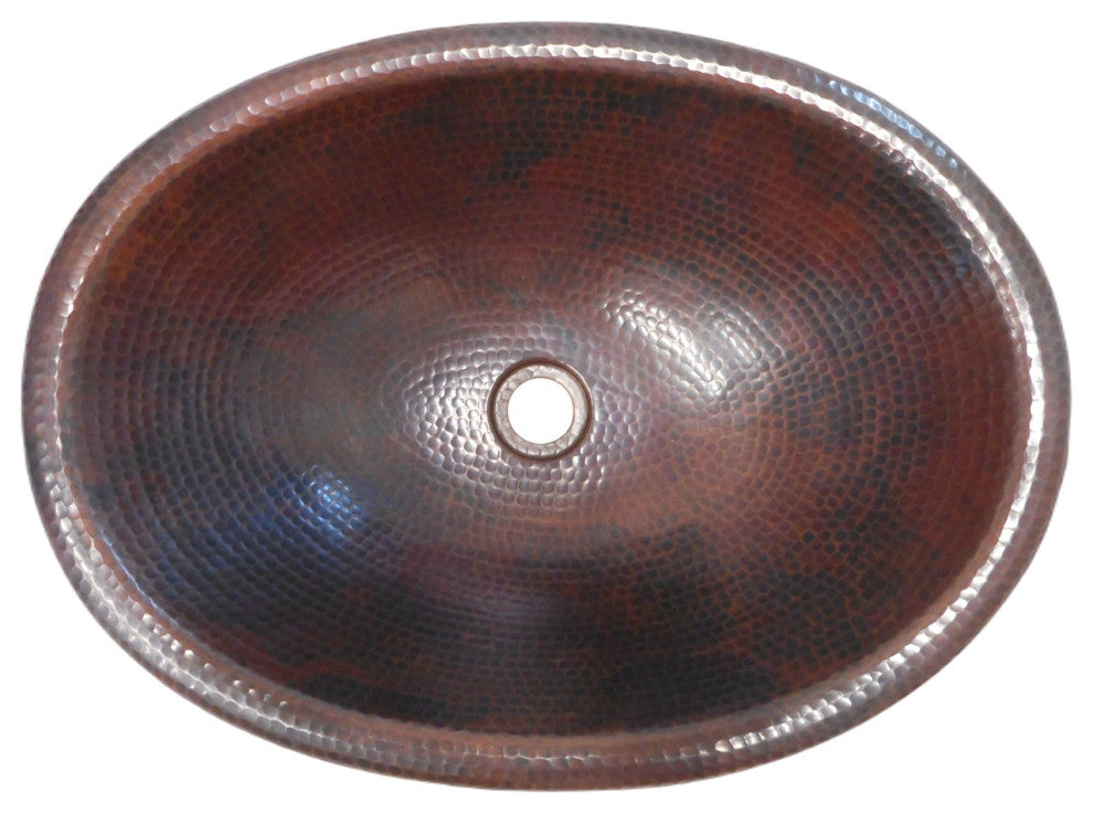 19" Hand Forged Oval Copper Bath Sink Drop In Installation