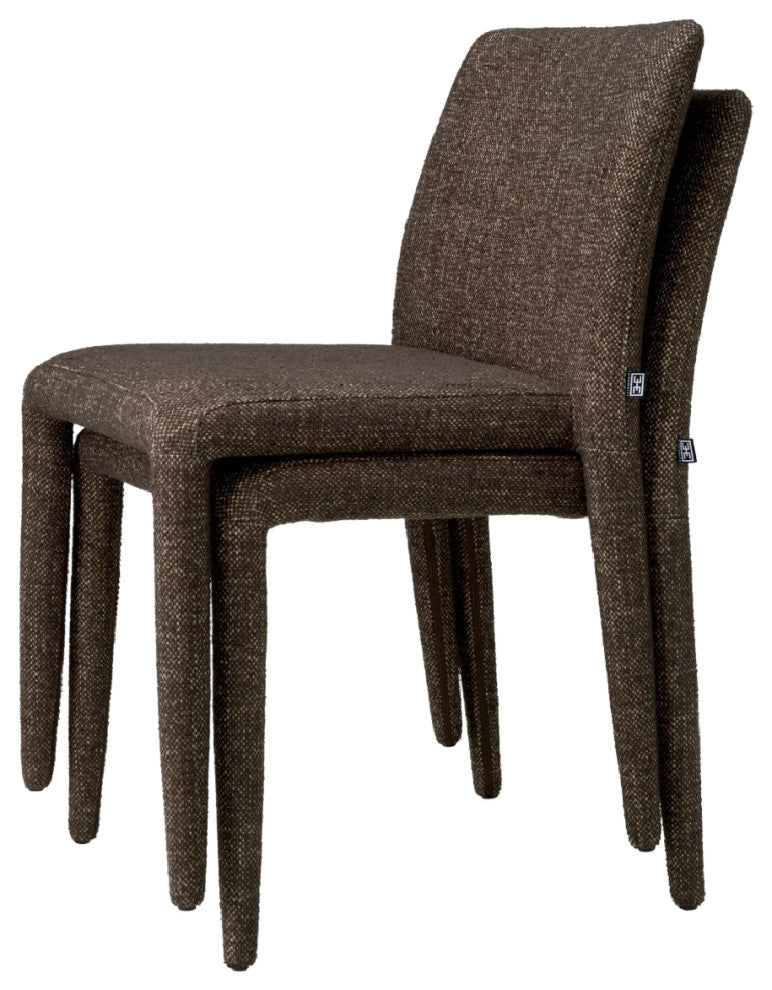 Fabric Covered Dining Chairs, Set of 2, Eichholtz Leiza, Brown