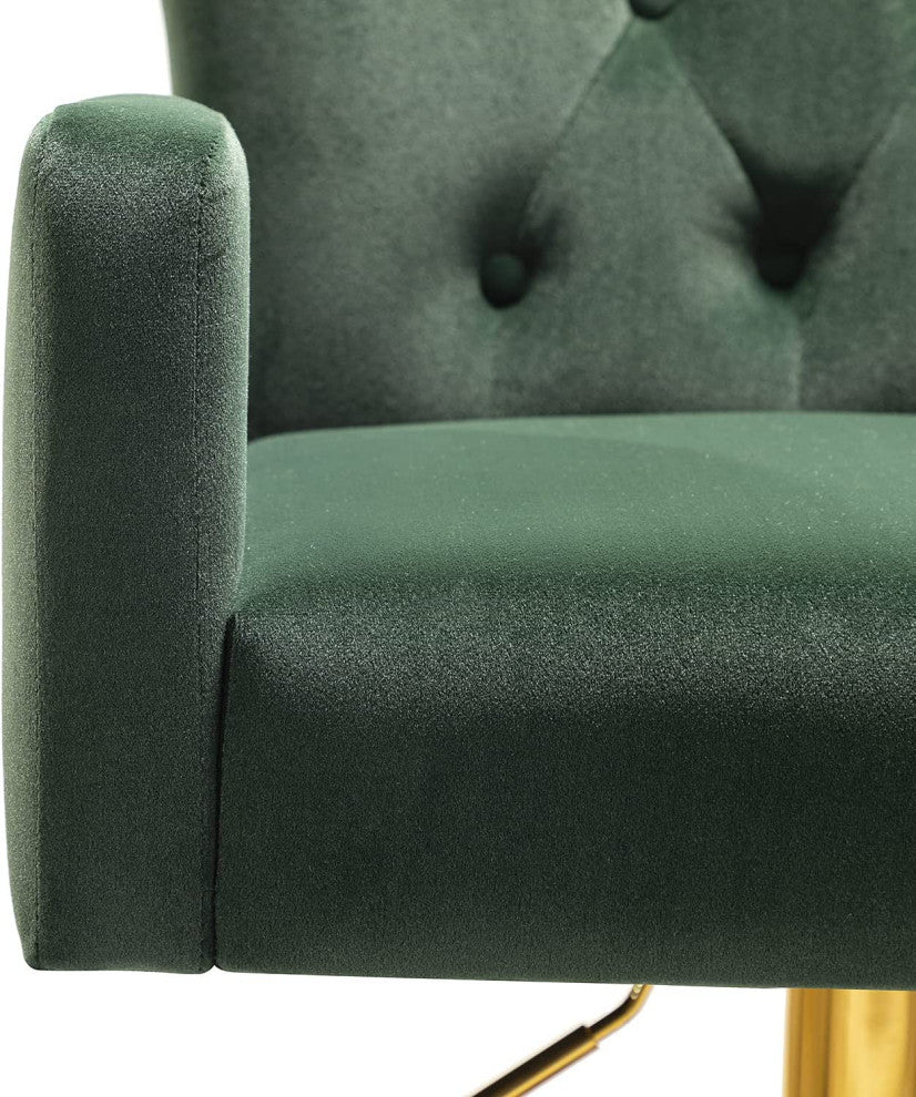 Velvet Bar Stools Chairs With Adjustable Height set of 2, Green