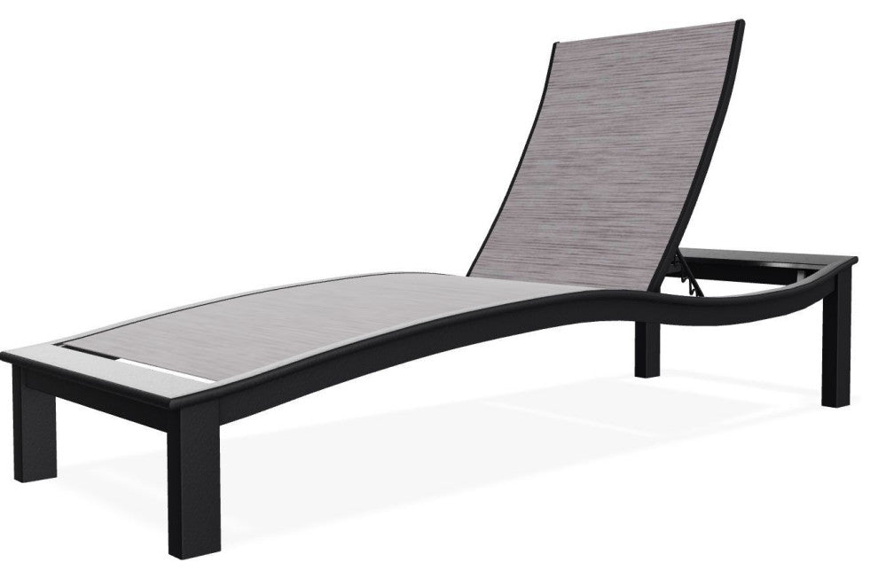 Bazza Sling 4-Position Contour Outdoor Chaise Lounge, Fossil/Black