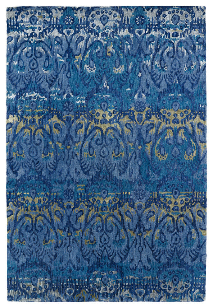 Kaleen Hand-Tufted Mercery Azure Wool and Viscose Rug, 5'x7'9"