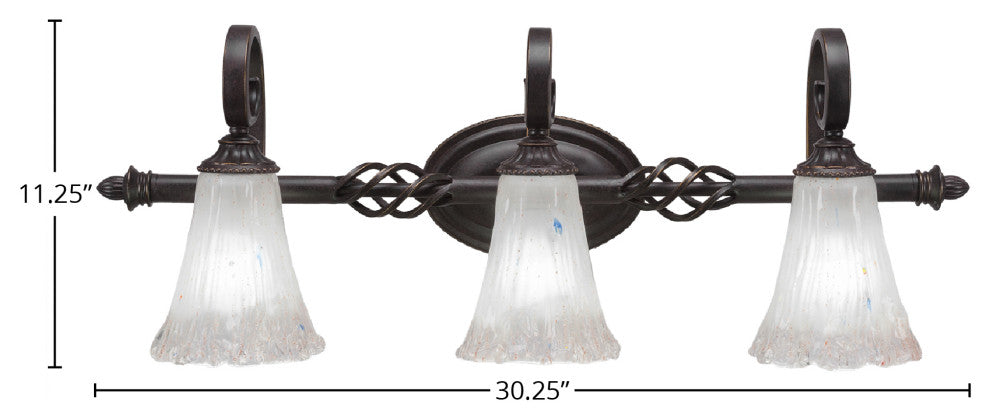 Elegante 3-Light Bath Bar, Fluted Frosted Crystal