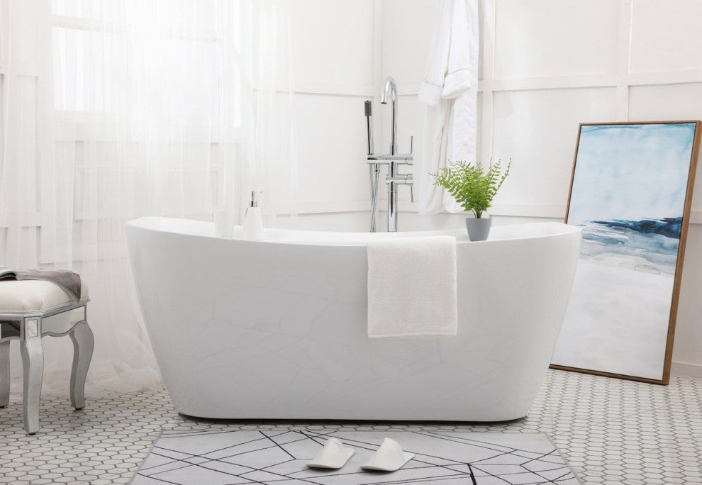 Holly 59" Soaking Bathtub, Glossy White