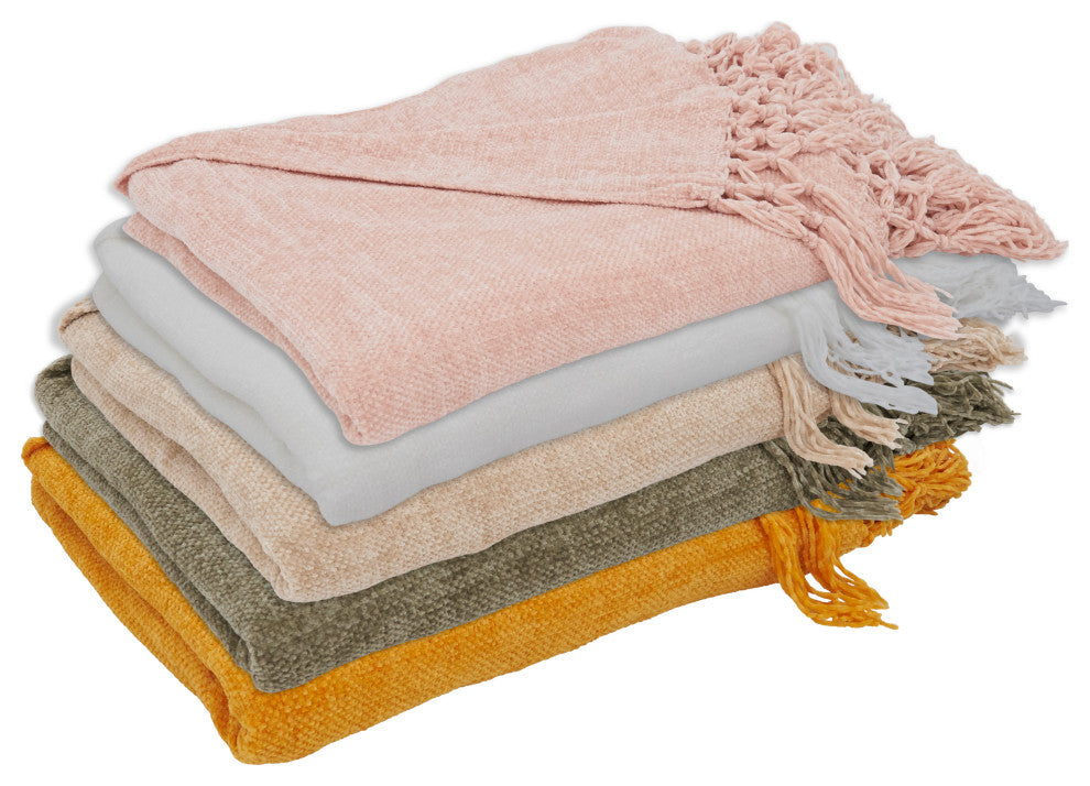 Knotted Design Chenille Throw, Blush