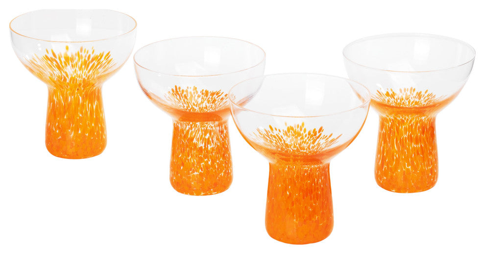 Dottie Clear Orange Dots Cocktail Glass, Set of 4