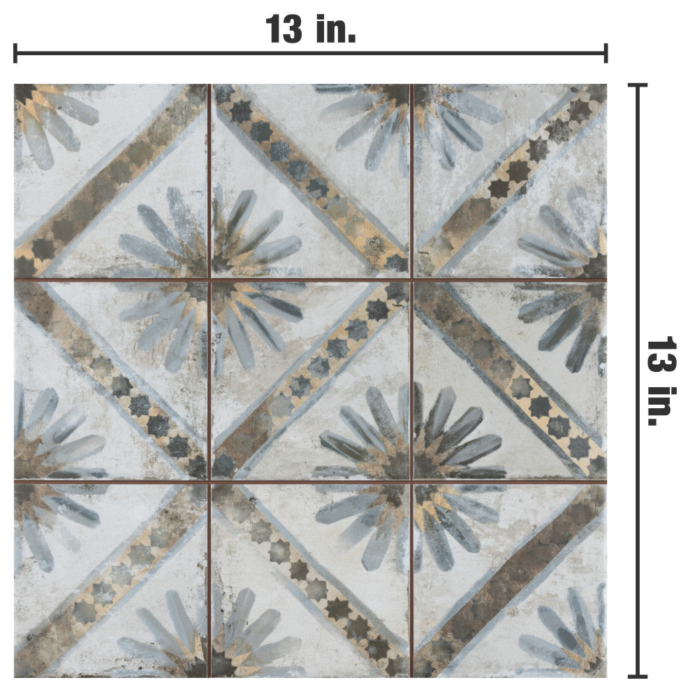 Harmonia Kings Ceramic Floor and Wall Tile, Marrakech Blue, Marrakech Blue