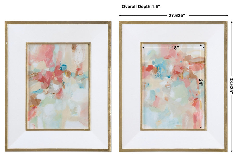 Uttermost "A Touch of Blush and Rose Wood Fences" 2-Piece Art Set, 27.63"x33.63"