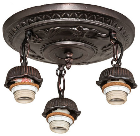 Meyda Lighting 30543 12"W White Puffy Rose 3-Light Semi-Flushmount