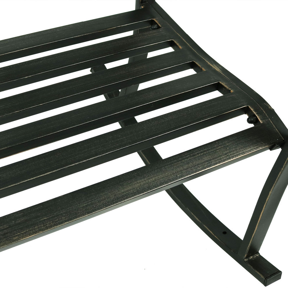 Sunnydaze Outdoor Patio Rocking Chair, Cast Iron With Fleur-de-Lis Design