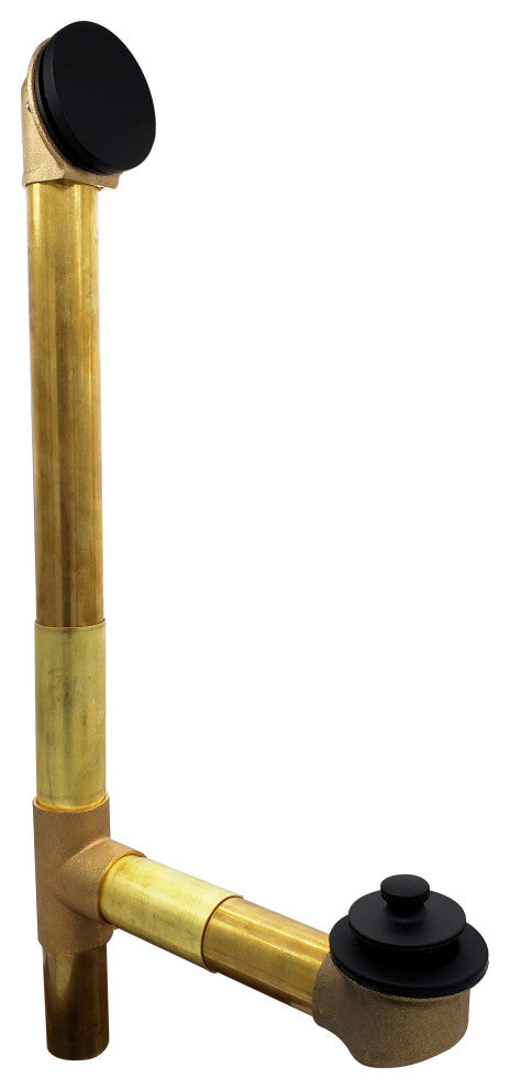 19 in. Solder In Brass Bath Tub Waste Drain Kit, Matte Black