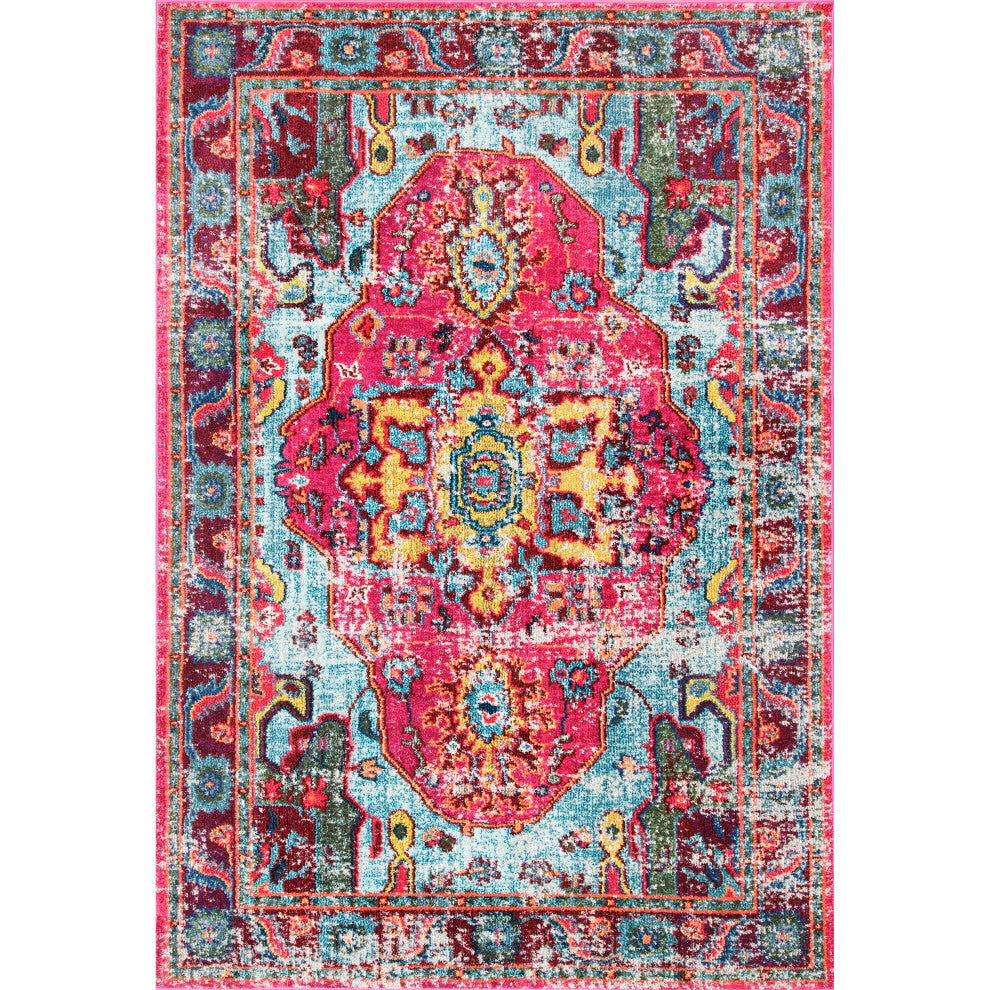 Nuloom Mosaic Medallion Area Rug, Fuchsia 7'10"x11'