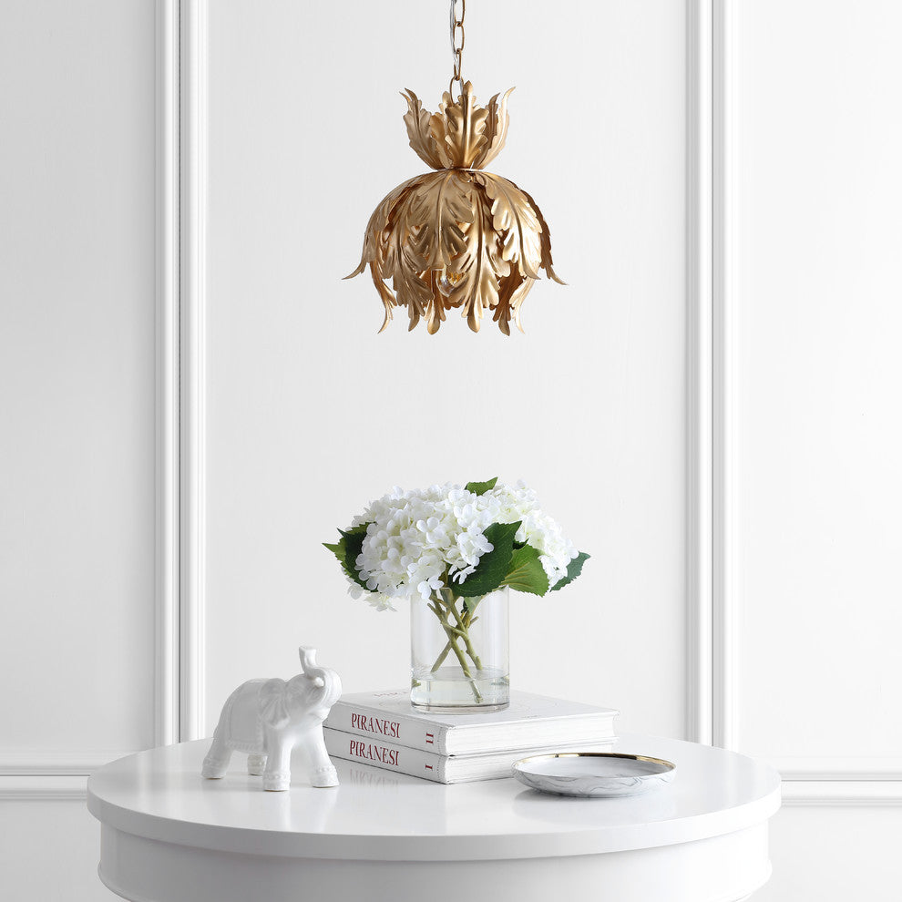 Anne 12" Adjustable Metal Led Pendant, Gold