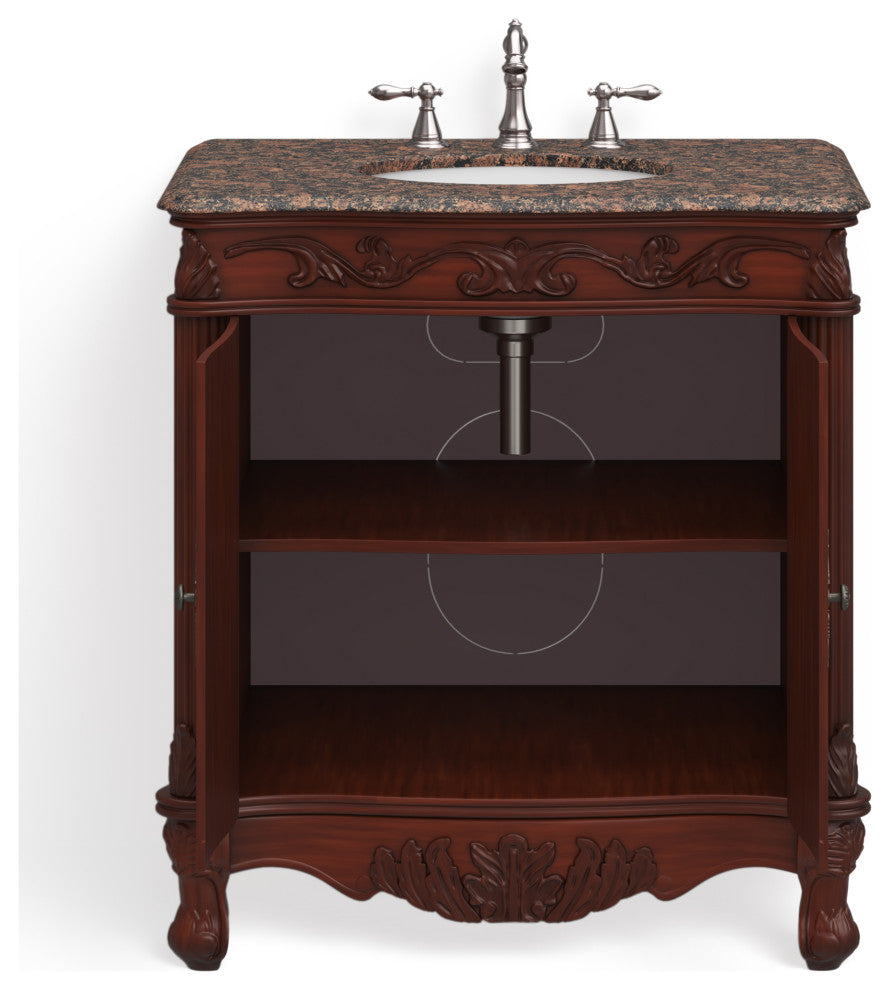 The Adelaide Bathroom Vanity, Brown, 32", Single Sink, Freestanding